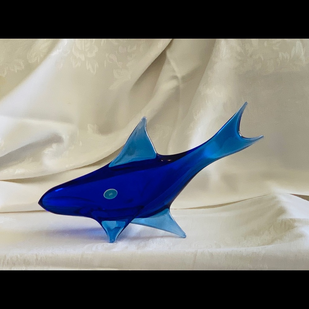 Crystal mouth blown fish from the Czech Republic.